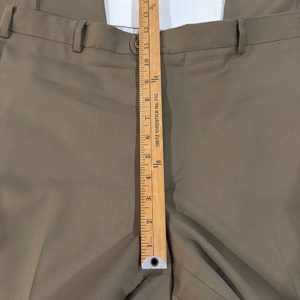Zanella Mens Dress Pants Size 38 Brown Wool Flat Front Trousers Italy - Picture 2 of 5